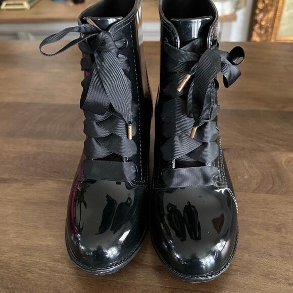 Betsey Johnson Shoes - Betsy Johnson Betsyville black waterproof rain boots moto boots Lug sole size 8